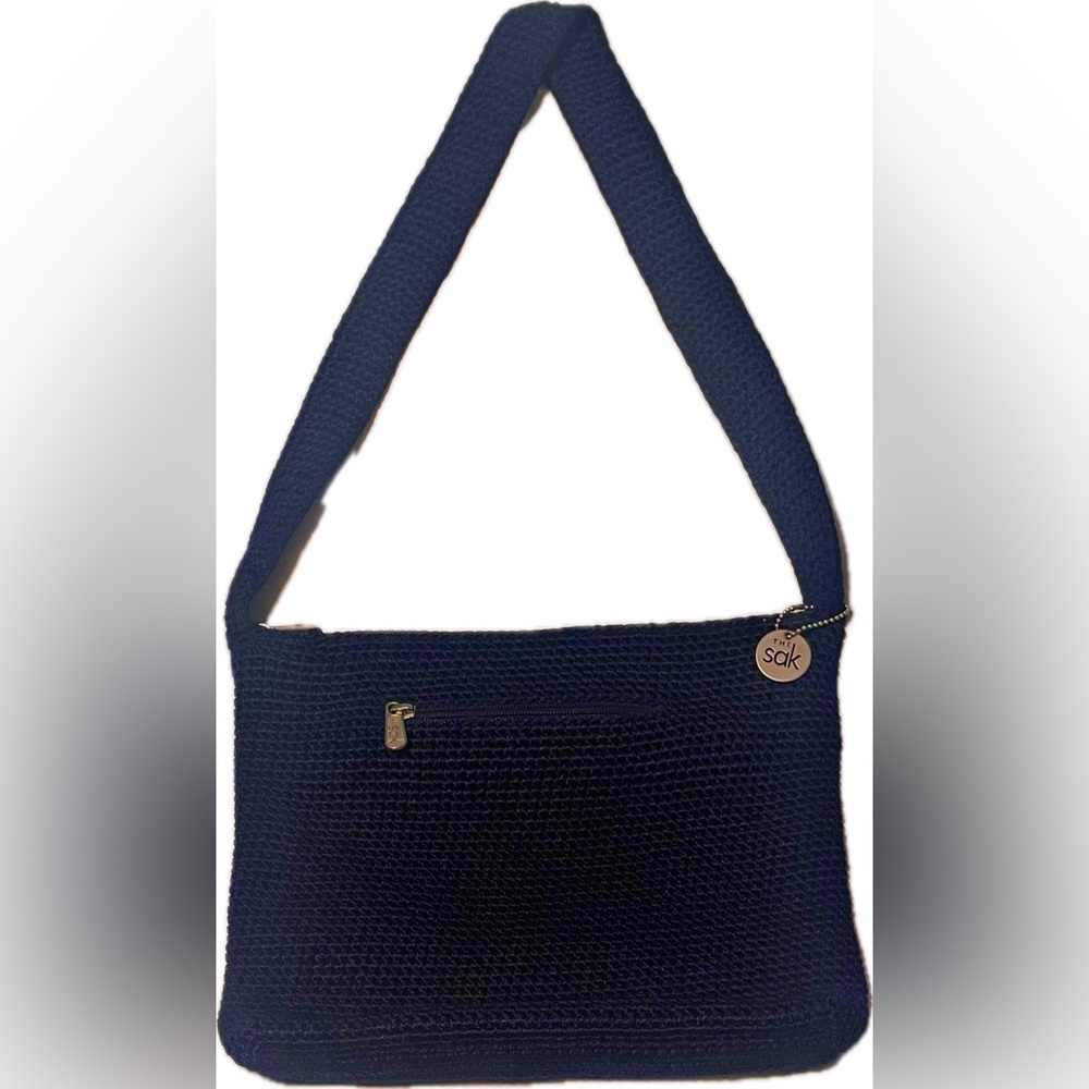 The SAK dark navy blue crochet purse